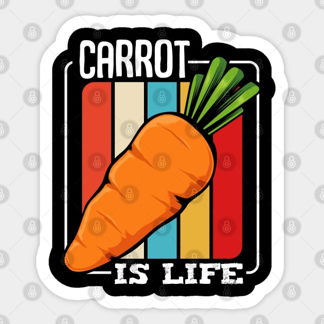 Carrots - Carrot Is Life - Retro Style Vegetable Vintage Sticker by Lumio Gifts